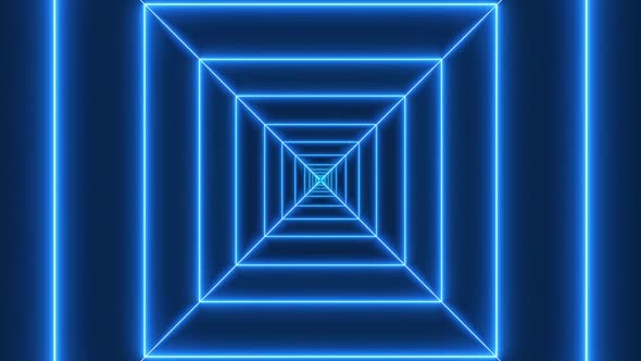 Blue Neon Light Square Tunnel Animated Background alt