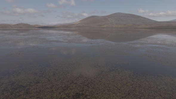 Aerial view of Madatapa lake in Javakheti National park. Georgia alt