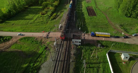 Railway Crossing Aerial View