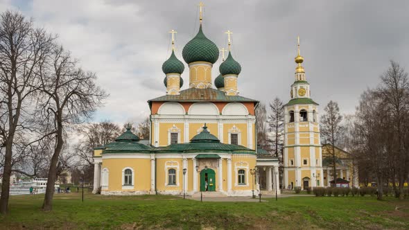 View of orthodox church in Uglich Kremlin. Russia