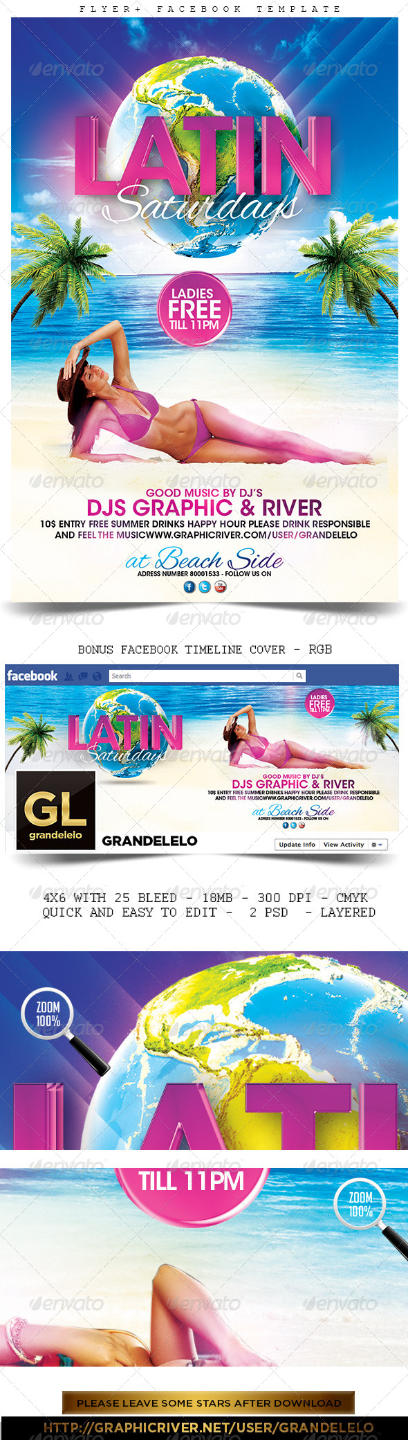 Latin Saturdays Flyer Template - Clubs & Parties Events