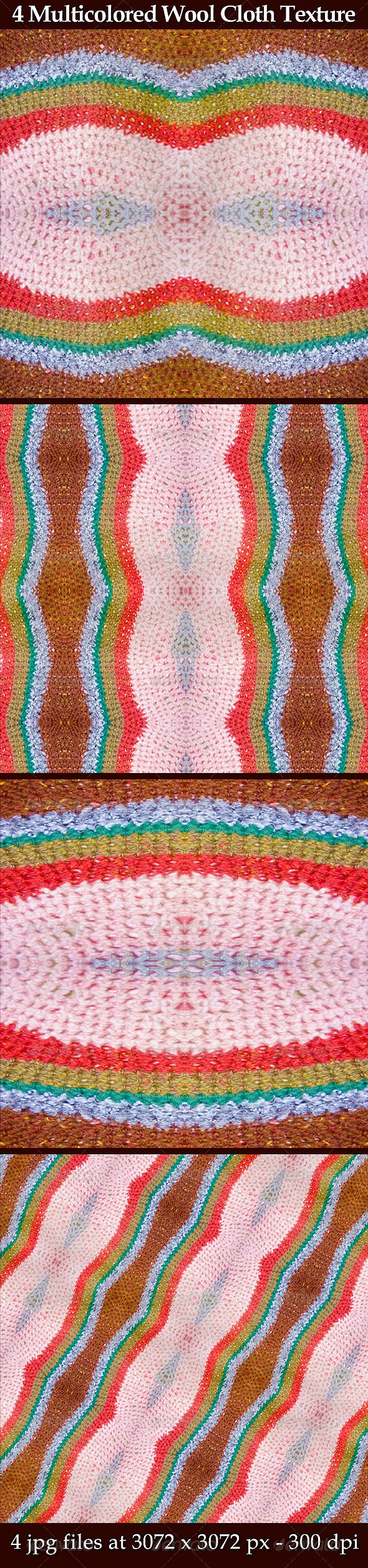 4 Multicolored Wool Cloth Textures - Fabric Textures