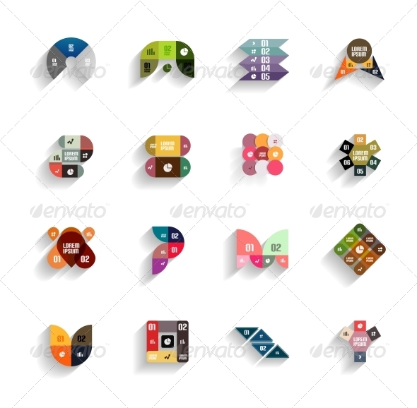 Set of 3D Flat Geometric Abstract Icons - Web Elements Vectors