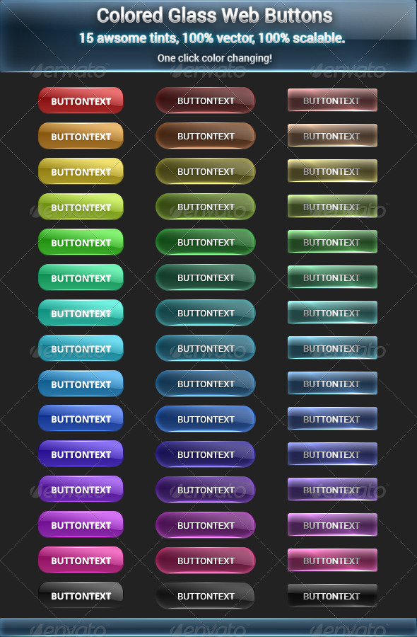 Colored Glass Buttons - Buttons Web Elements