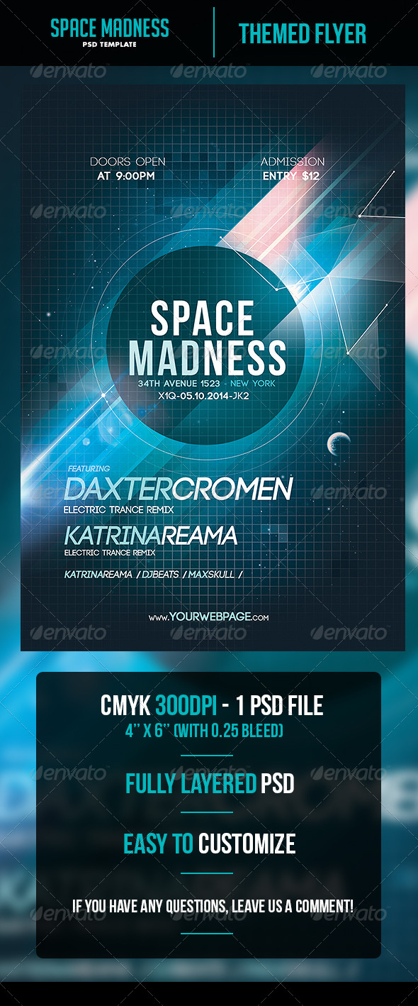Space Madness Flyer Template - Flyers Print Templates