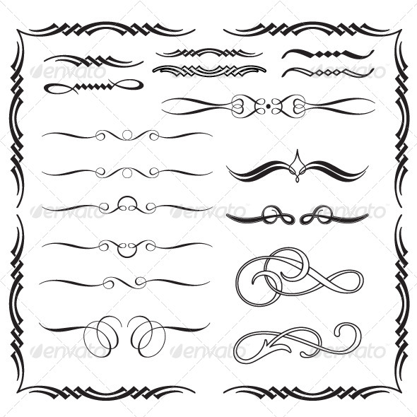 Arabesque Calligraphic Ornaments - Flourishes / Swirls Decorative