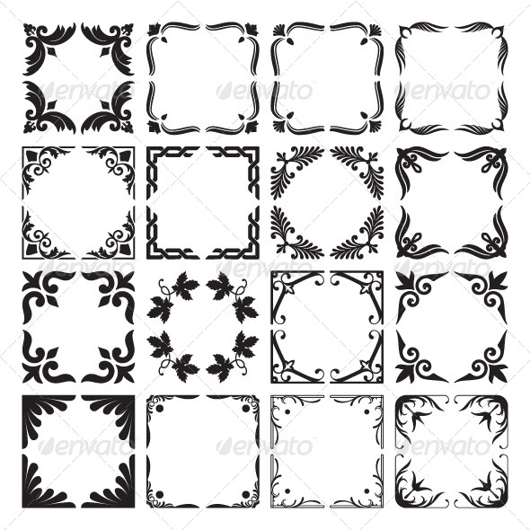 Set of Decorative Corners and Frames - Borders Decorative