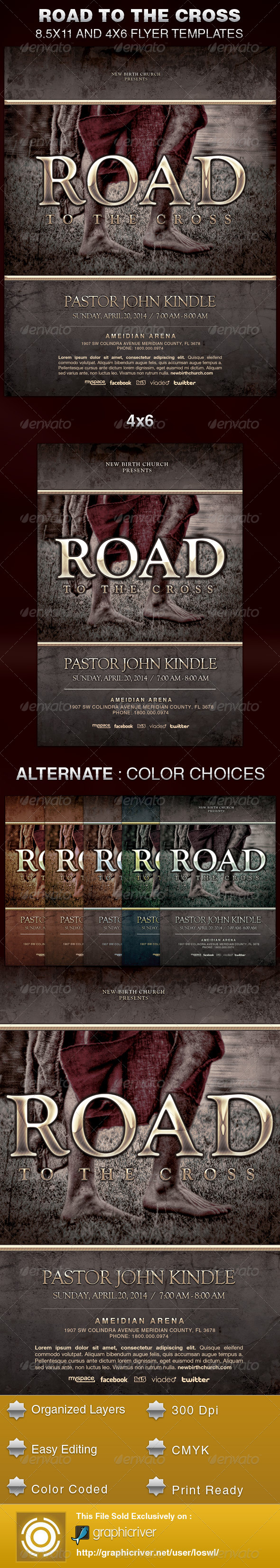 Road to the Cross Church Flyer Template - Church Flyers