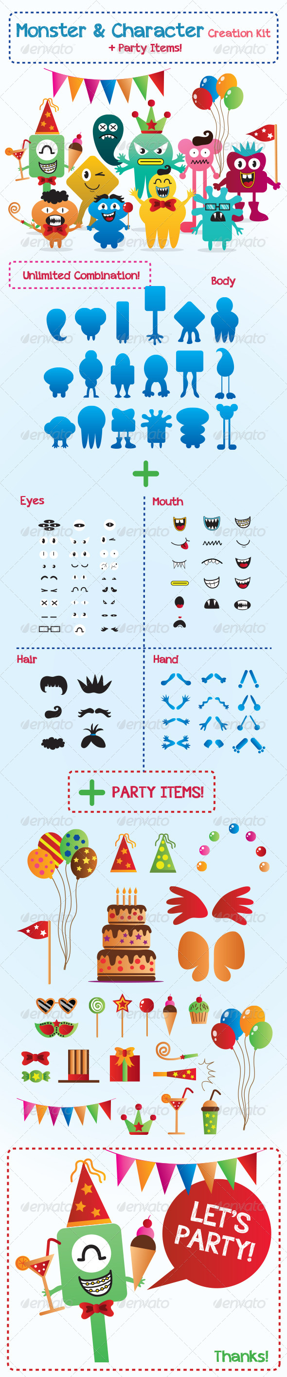 Monster and Character Creation Kit with Party Items - Monsters Characters