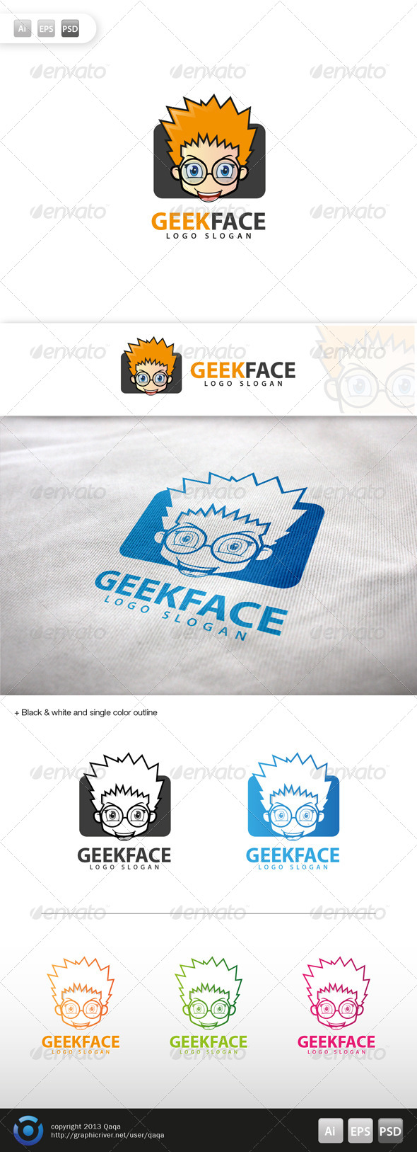 Geek Face Logo - 01 - Humans Logo Templates