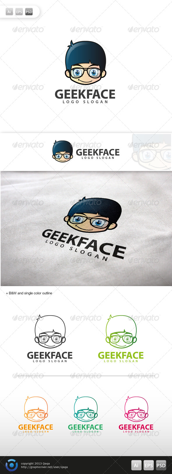 Geek Face Logo - 03 - Humans Logo Templates