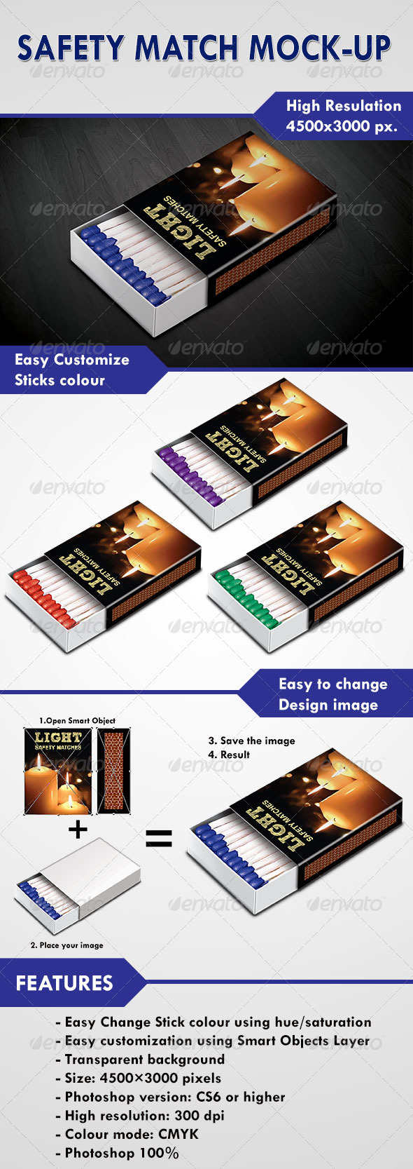 Safety Match Mock-Up - Product Mock-Ups Graphics