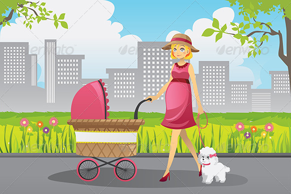 Pregnant Woman Walking - People Characters