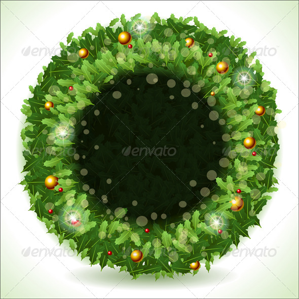 Wreath Christmas with Black Placeholder - Objects Vectors