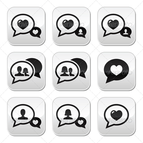 Love Speech Bubbles Set - People Characters