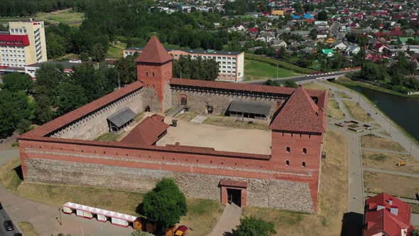 Bird's-eye View of the Medieval Lida Castle in Lida, Belarus. Castles of Europe alt