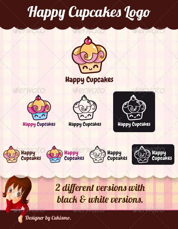 Happy Cupcakes Logo - Food Logo Templates