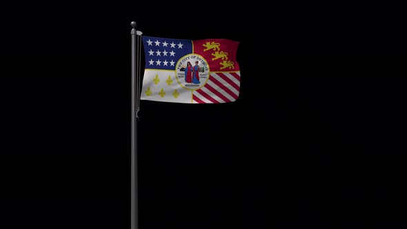 Detroit City Flag With Alpha 4K alt