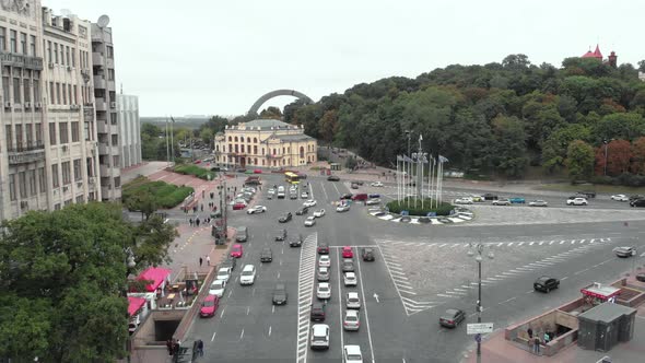 Khreschatyk Street in Kyiv, Ukraine. Aerial View alt