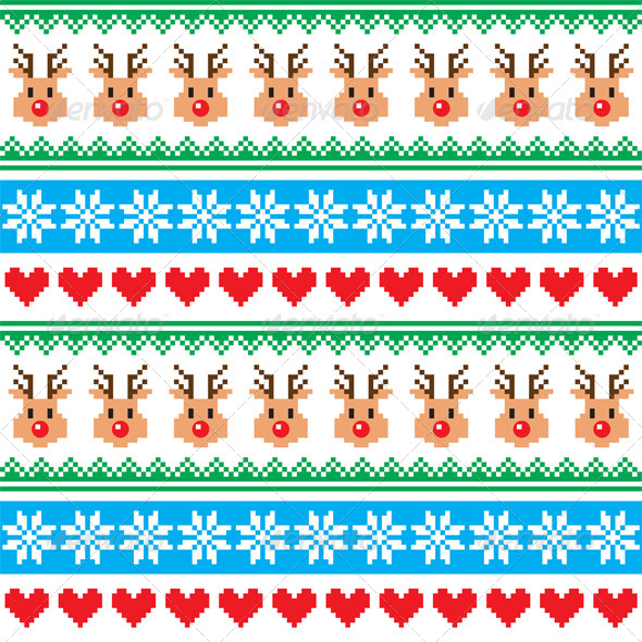 Christmas Pattern with Reindeer Pattern - Patterns Decorative