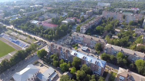 Panoramic Aerial drone view of city