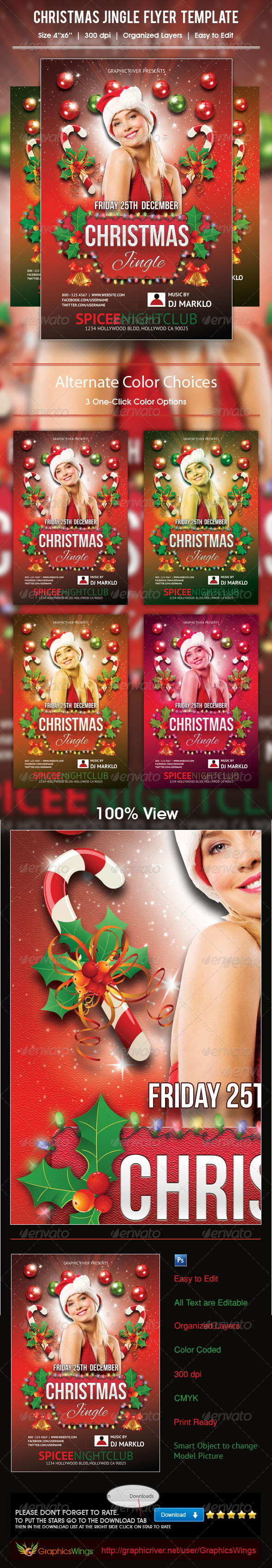 Christmas Jingle Flyer Template - Clubs & Parties Events