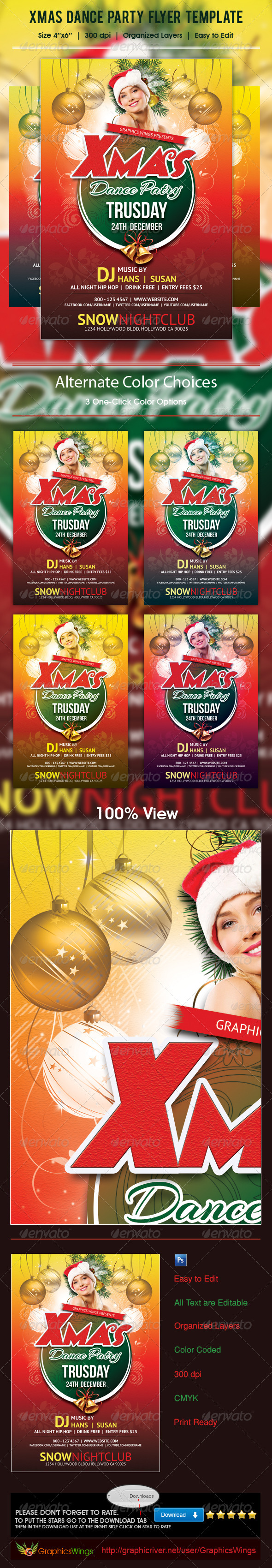 Xmas Dance Party Flyer Template - Clubs & Parties Events