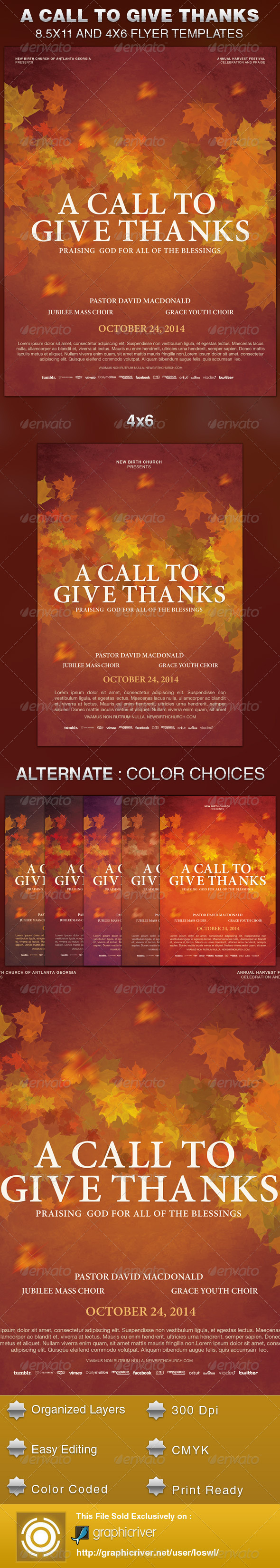 A Call to Give Thanks Church Flyer Template - Church Flyers