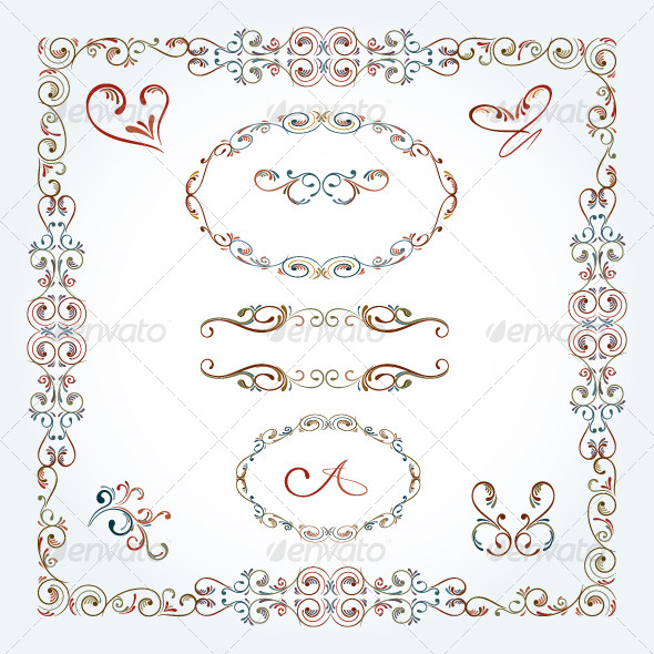 Arabesque Scroll Frames and Elements - Flourishes / Swirls Decorative