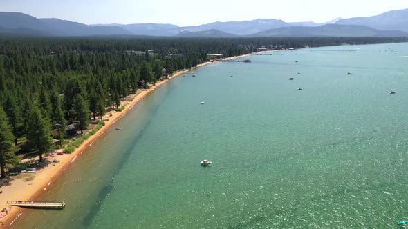 Picturesque View Of Lake Tahoe In Summertime, California, USA. Aerial Drone Shot alt