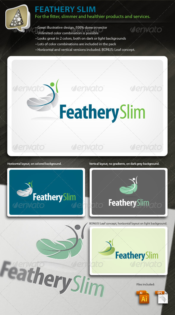 FeatherySlim - Health, Fitness and Wellness Logo - Humans Logo Templates