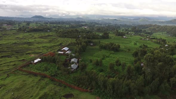 Aerial shot of a village in Uganda  alt