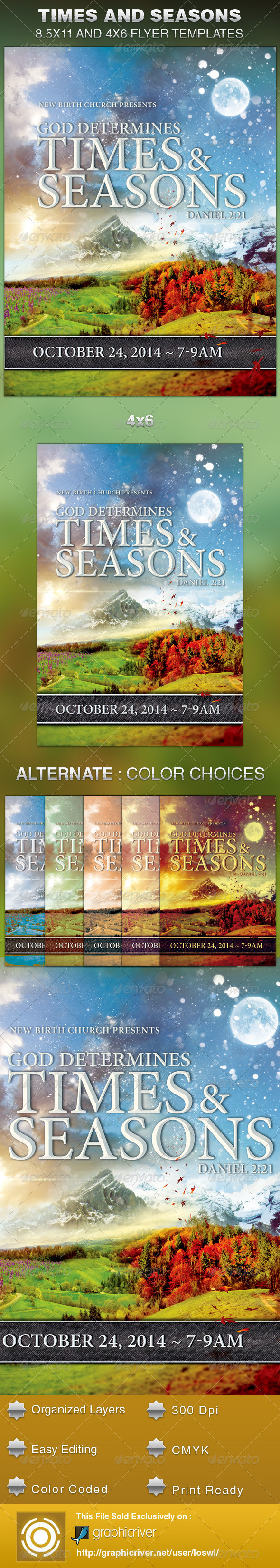 God Determines Times And Seasons Church Flyer - Church Flyers