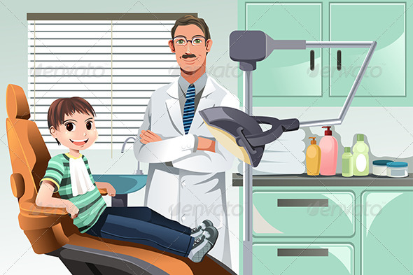 Kid in Dentist Office - Health/Medicine Conceptual