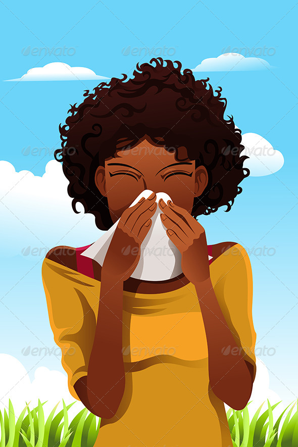 Sneezing Woman - Health/Medicine Conceptual