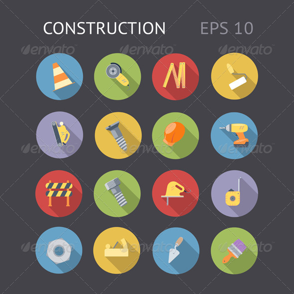 Flat Icons For Construction - Technology Icons