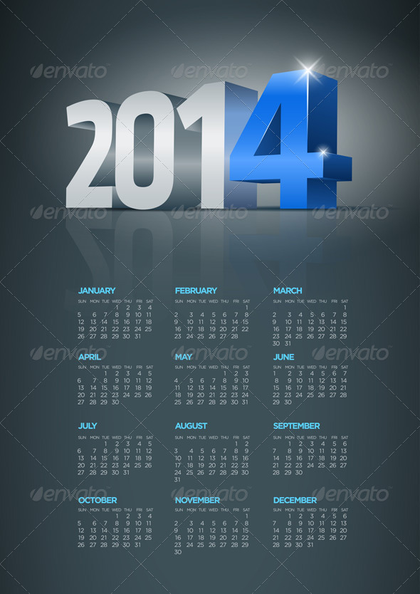 Year 2014 Calendar - New Year Seasons/Holidays