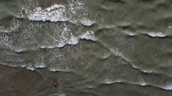 Beautiful Landscape a Wave Runs on the Sandy Shore of the Sea Closeup