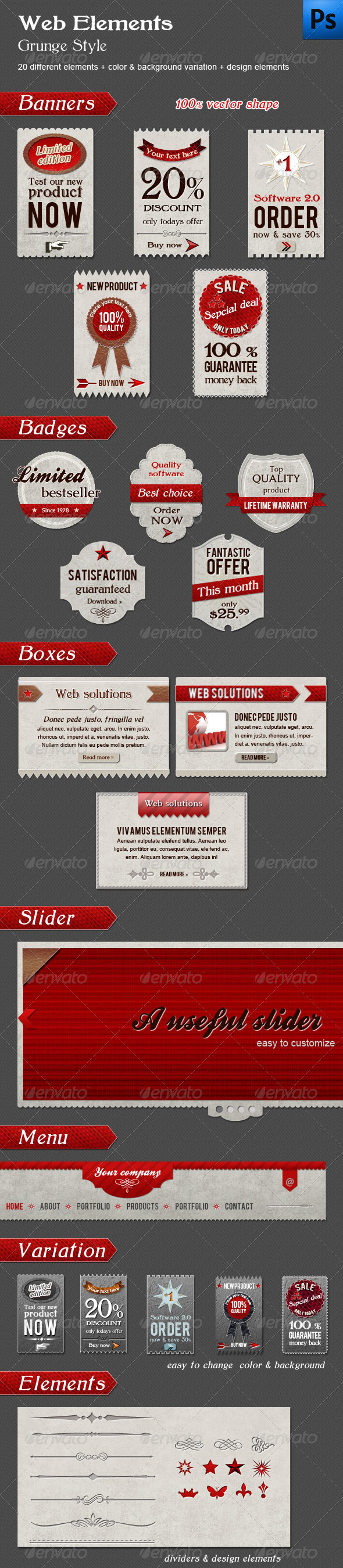 Web Elements Grunge Style - Miscellaneous Web Elements