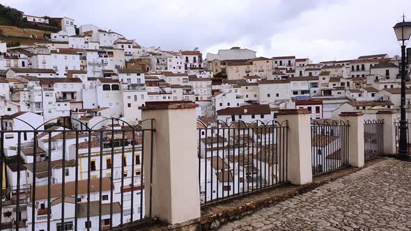 The beautiful village of Setenil de las Bodegas, Provice of Cadiz, Andalusia, Spain. Skyline from Mi alt