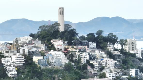 Aerial San Francisco Cityscape with White Historic Building of Coit Tower USA alt
