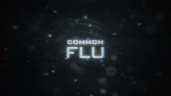 COMMON FLU Text Animation Display with Glitch Distortions
