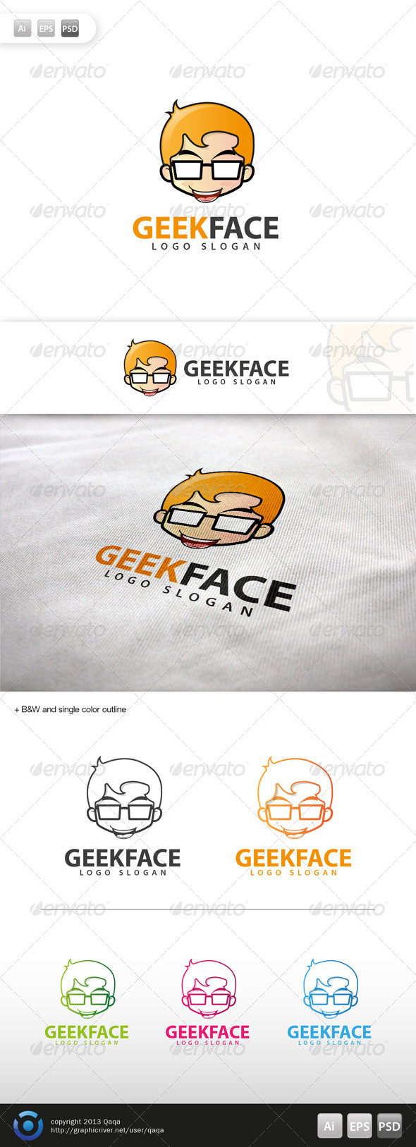 Geek Face Logo - 04 - Humans Logo Templates