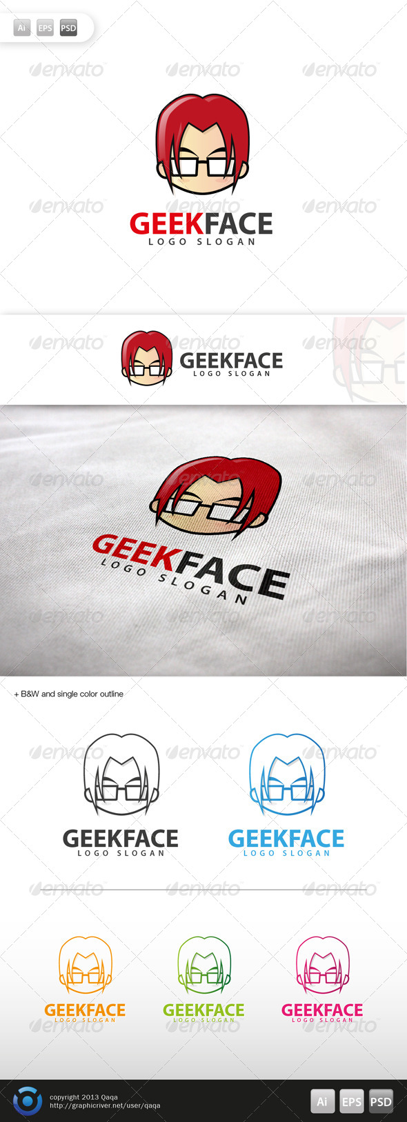 Geek Face Logo - 05 - Humans Logo Templates