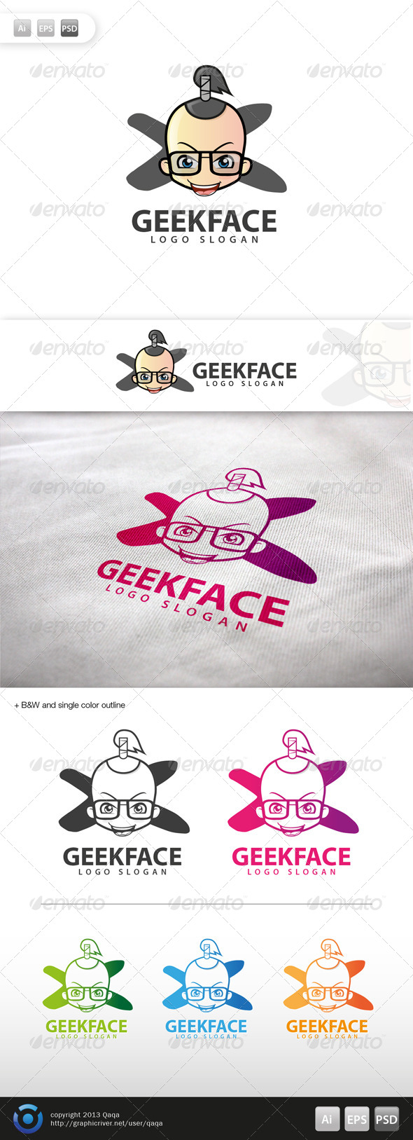Geek Face Logo - 06 - Humans Logo Templates