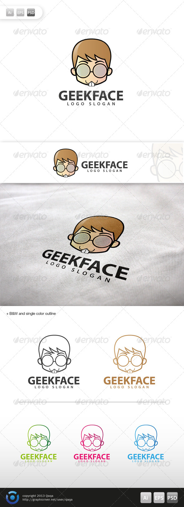 Geek Face Logo - 08 - Humans Logo Templates