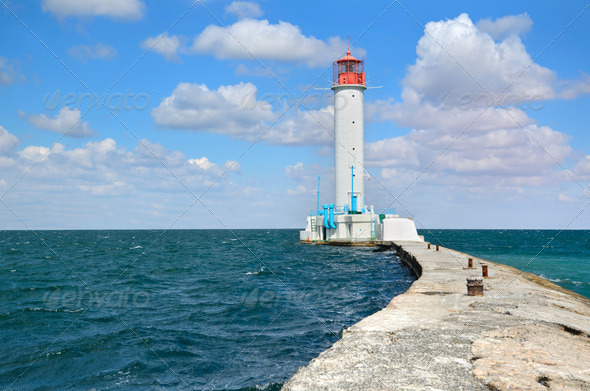 White lighthouse - Stock Photo - Images