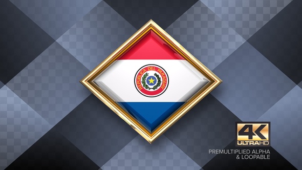 Paraguay Flag Rotating Badge 4K Looping with Transparent Background alt