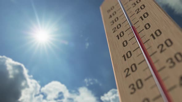 Outdoor Thermometer Reaches 35 Thirty-five Degrees alt