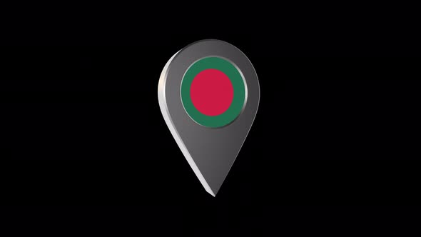 3d Animation Map Navigation Pointer With Bangladesh Flag With Alpha Channel - 4K alt